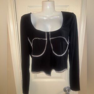 Long sleeve crop ribbed tee